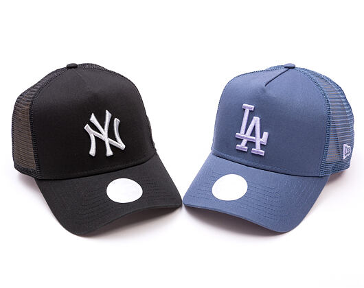 Damen Kappe New Era - MLB League Essential 9FORTY Trucker - LA Dodgers - Muted Indigo / Lavende