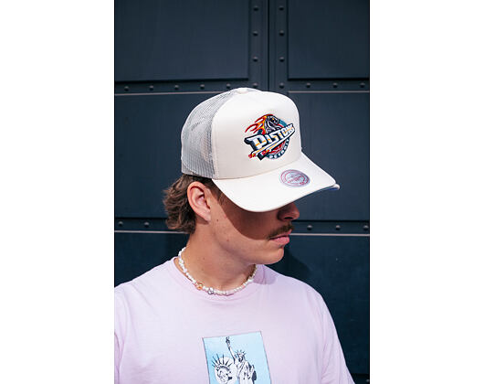 Kappe Mitchell & Ness - Detroit Pistons - Evergreen Trucker Hwc - Off White