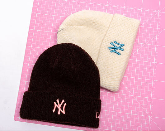 Damen Mütze New Era - MLB Wide Cuff Beanie - NY Yankees - Cream / Blue
