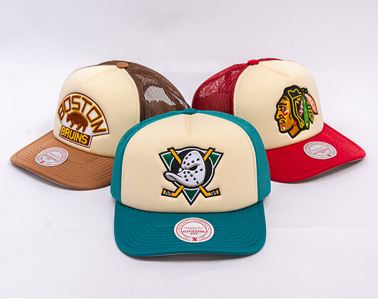 Kappe Mitchell & Ness - NHL Vintage Block Trucker - Anaheim Ducks - Cream