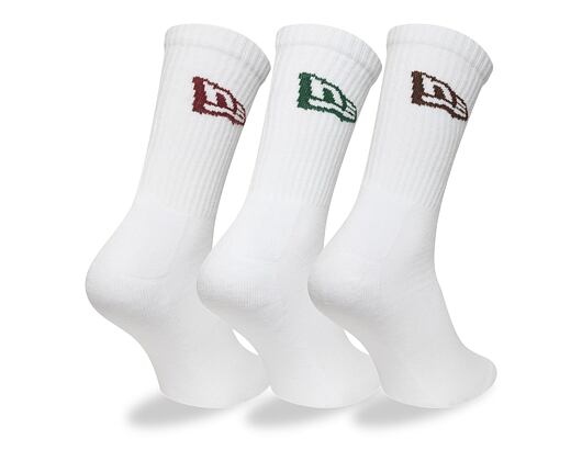 Socken New Era - Flag Crew Socks 3pk - White