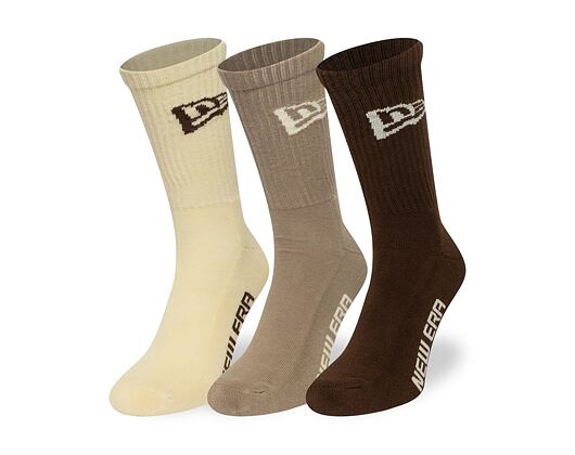 Socken New Era - Flag Crew Socks 3pk - Cream / Beige / Brown