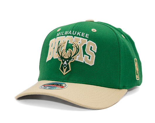Kappe Mitchell & Ness - NBA Team Arch Snapback - Milwaukee Bucks - Green / Beige