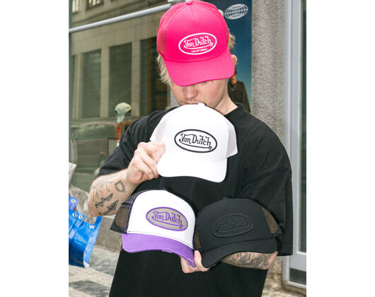 Kappe Von Dutch - Trucker - Classic Logo White/Distressed Purple Denim