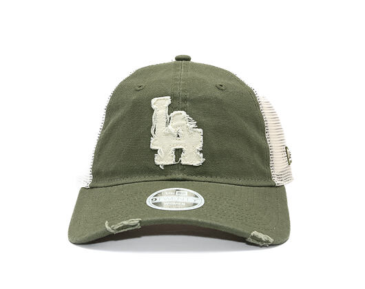 Damen Kappe New Era - MLB Distress Trucker 9TWENTY Trucker - LA Dodgers - New Olive