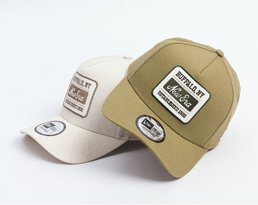 Kappe New Era - Branded Buffalo Patch Linen 9FORTY A-Frame - New Olive