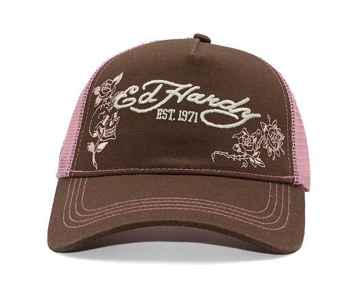 Kappe Ed Hardy - Skull And Roses 5 Panel Trucker Cap