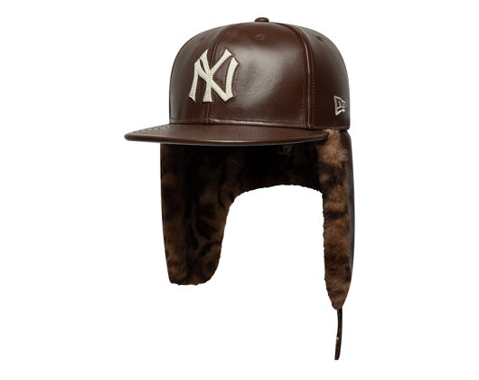 Kappe New Era - MLB IMAGE DROP Leather Dog-Ear 59FIFTY - NY Yankees - Deep Auburn