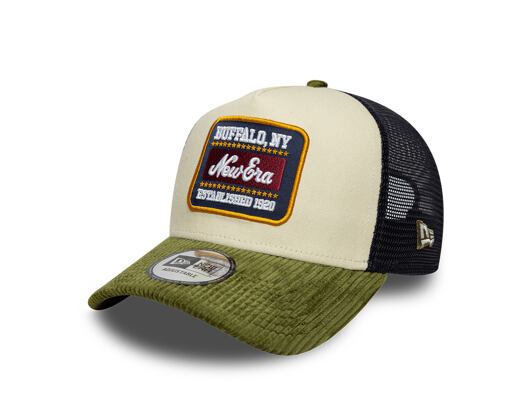 Kappe New Era - Branded Patch Cord 9FORTY A-Frame Trucker - Cream / New Olive