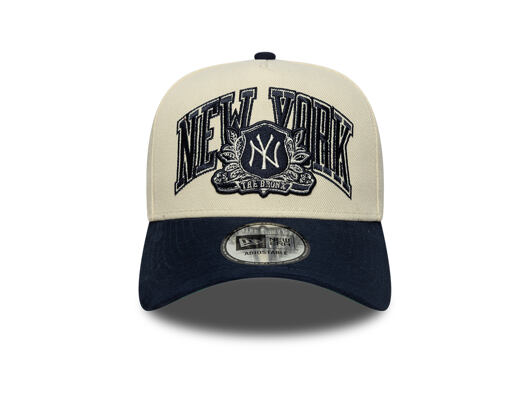 Kappe New Era - MLB Wordmark Suede 9FORTY A-Frame - NY Yankees - Cream / Navy