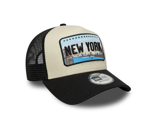 Kappe New Era - Branded Licence Plate 9FORTY A-Frame Trucker - Black / Stone