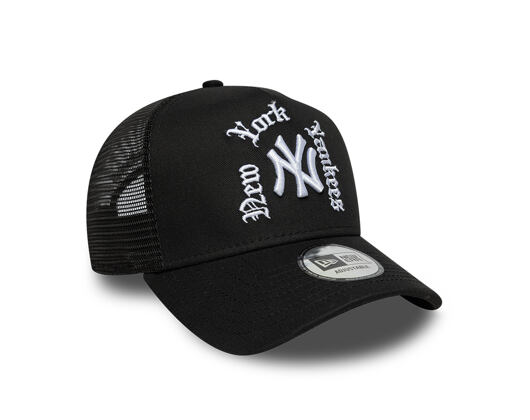 Kappe New Era - MLB Wordmark 9FORTY A-Frame Trucker - NY Yankees - Black