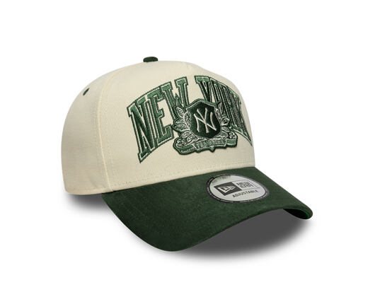 Kappe New Era - MLB Wordmark Suede 9FORTY A-Frame - NY Yankees - Cream / Cilantro Green