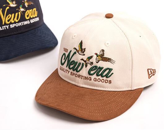 Kappe New Era - Branded Suede Pre-Curved 9FIFTY Retro Crown - Cream / Deep Auburn
