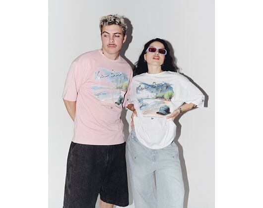 T-Shirt New Era - Branded Beach Graphic Oversized Tee - Pink Rouge
