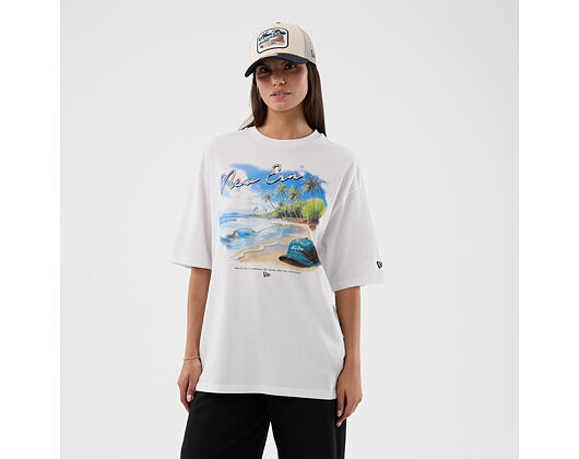T-Shirt New Era - Branded Beach Graphic Oversized Tee - White