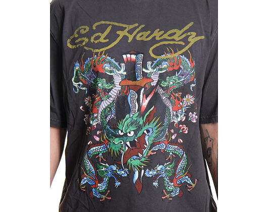 T-Shirt Ed Hardy - Battle Of The Dragons Relaxed Tshirt - Charcoal