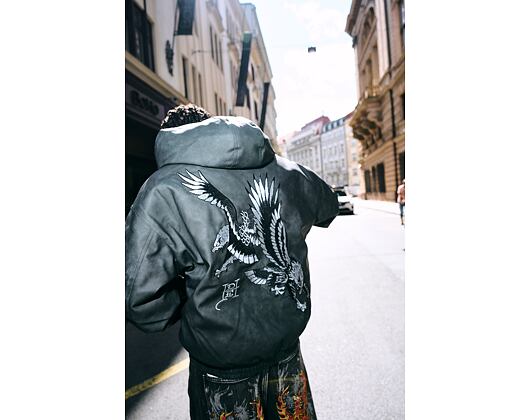 Jacke Ed Hardy - Mens Soaring Eagles Pu Hooded Vegan Leather Jacket - Black