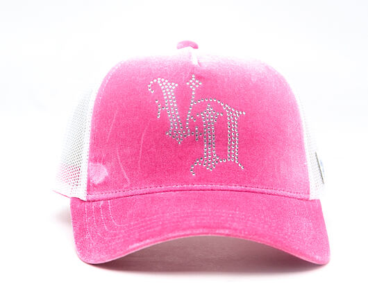Damen Kappe Von Dutch - Baseball - Velvet Rhinestone Logo - White / Pink