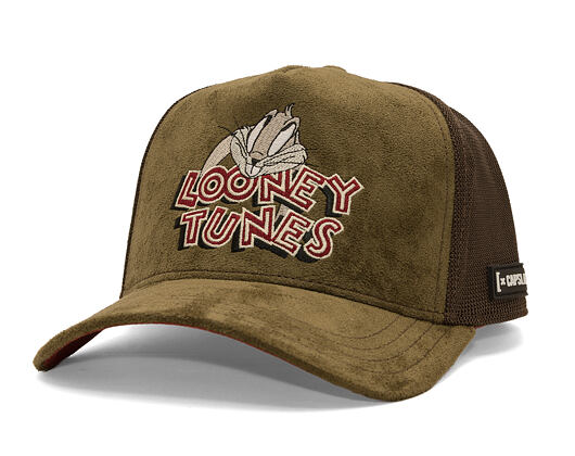 Kappe Capslab - Looney Tunes Trucker - Bugs Bunny Logo Peek Suede - Olive / Brown