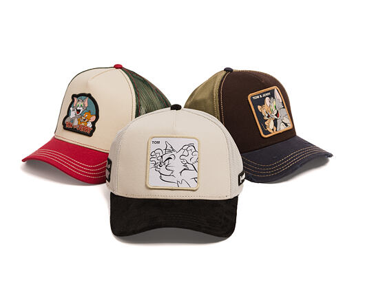 Kappe Capslab - Tom & Jerry Trucker - Tom Line Art Suede Visor - Off White / Black