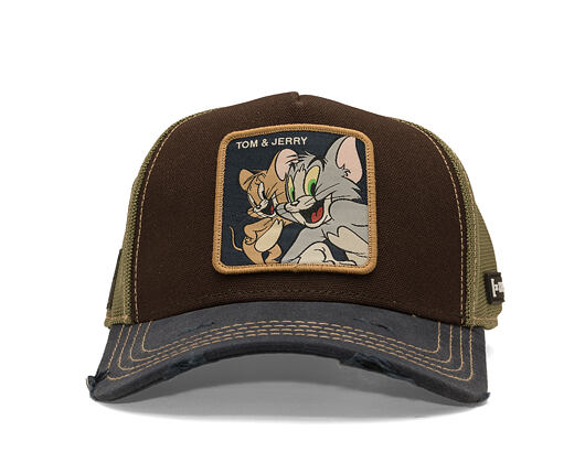 Kappe Capslab - Tom & Jerry Trucker - Best Buddies Distressed Patch - Brown / Olive