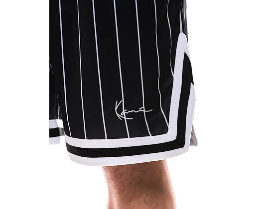 Karl Kani Shorts - Small Signature Pinstripe Mesh Shorts - Schwarz/Weiß