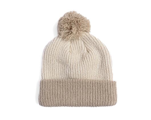 Damen Mütze New Era - Medium Knit Block Pom Beanie - Beige
