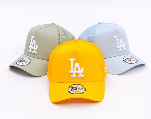 Kappe New Era - MLB Essential 9FORTY Trucker - LA Dodgers - Grilled Yellow / Blue