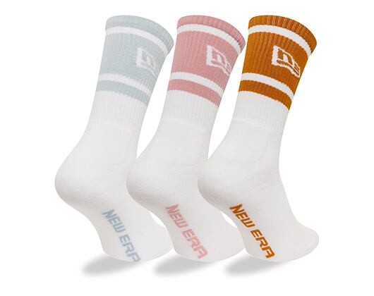 Socken New Era - Stripe Crew 3Pack - White
