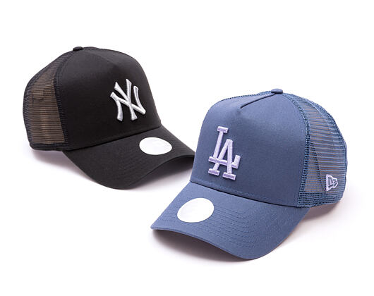 Damen Kappe New Era - MLB League Essential 9FORTY Trucker - LA Dodgers - Muted Indigo / Lavende