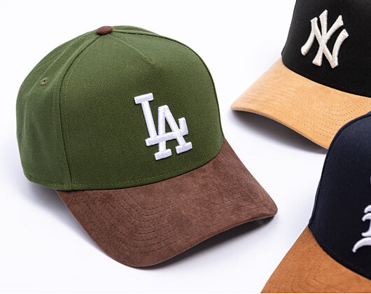 Kappe New Era - MLB Suede Visor 9FORTY A-Frame - LA Dodgers - Rifle Green / Brown