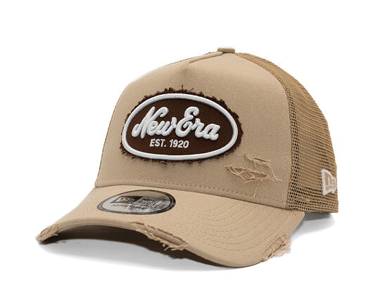 Kappe New Era - Branded Oval Canvas Distress 9FORTY Trucker - Camel
