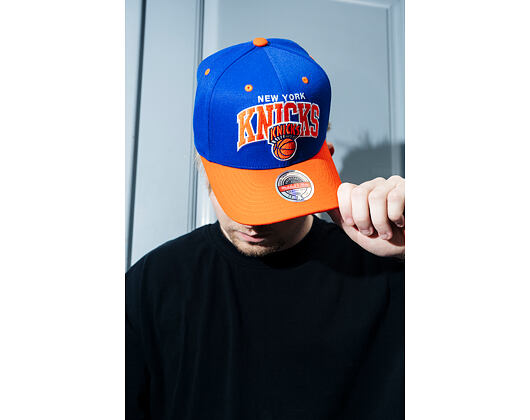 Kappe Mitchell & Ness - NBA Team Arch Snapback - New York Knicks - Blue / Orange