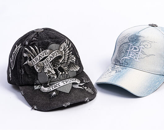 Kappe Ed Hardy - Crawling Dragon Wash Denim 5 Panel Cap - Bleach
