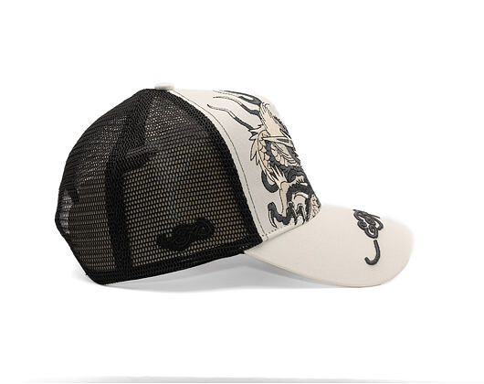 Kappe Ed Hardy - Mono Giant Dragon Twill Front Mesh Trucker - White/Black