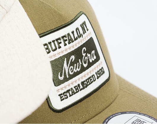 Kappe New Era - Branded Buffalo Patch Linen 9FORTY A-Frame - New Olive