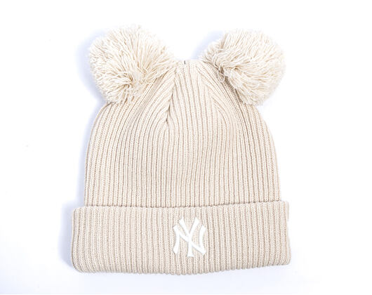 Damen Mütze New Era - MLB Double Pom Beanie - NY Yankees - Stone