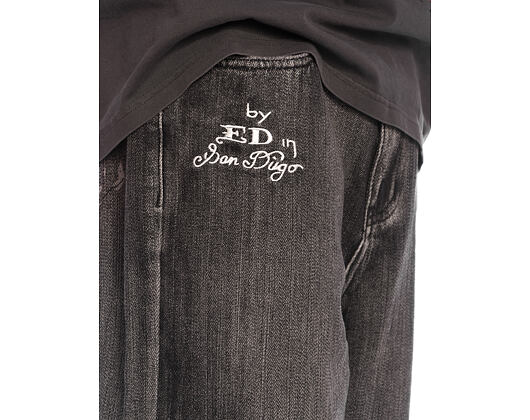 Hose Ed Hardy - Embroidered Angel Xxtra Fit Jeans - Distressed Black Wash