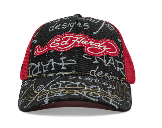 Kappe Ed Hardy - Don Denim 5 Panel Trucker Cap