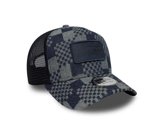 Kappe New Era - F1 Pattern Denim 9FORTY A-Frame Trucker - RED BULL F1 - Navy Blue