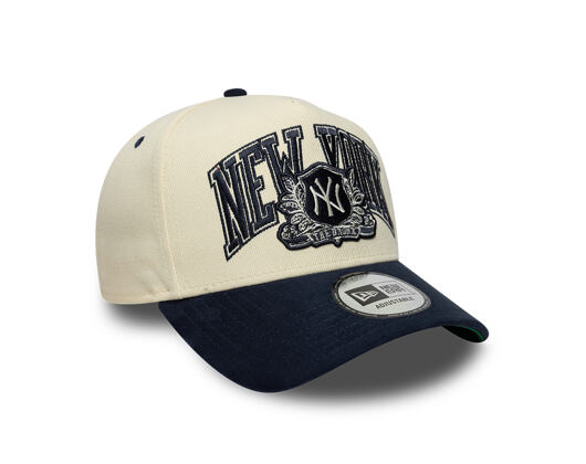 Kappe New Era - MLB Wordmark Suede 9FORTY A-Frame - NY Yankees - Cream / Navy