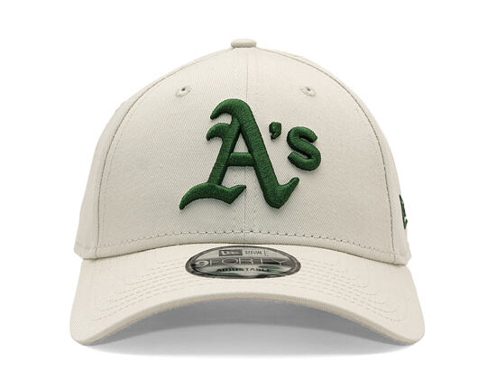 Kappe New Era - MLB League Essential 9FORTY - Oakland Athletics - Stone / Dark Green