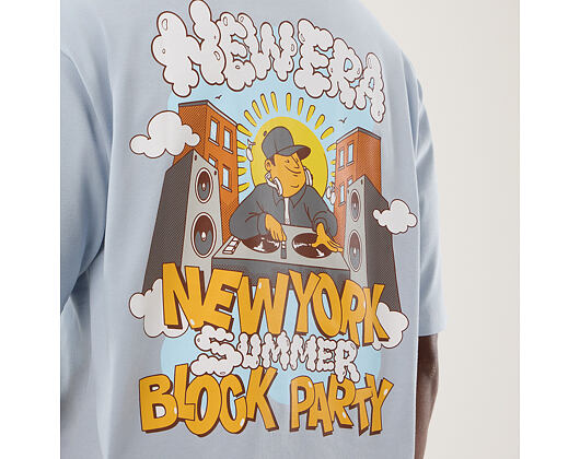 T-Shirt New Era - Branded Block Party Graphic Oversized Tee - Sky Blue