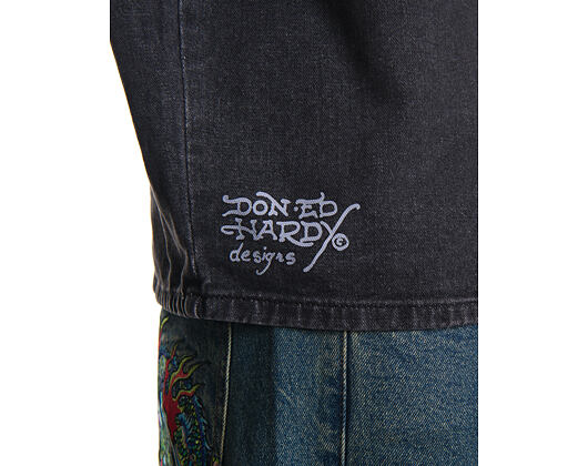Hemd Ed Hardy - Mens Eagle And Stars Relaxed Denim Shirt - Black