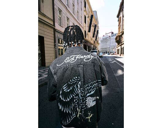 Hemd Ed Hardy - Mens Eagle And Stars Relaxed Denim Shirt - Black