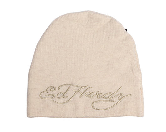Mütze Ed Hardy - Unisex Skull Vegan Leather Applique Beanie - Black