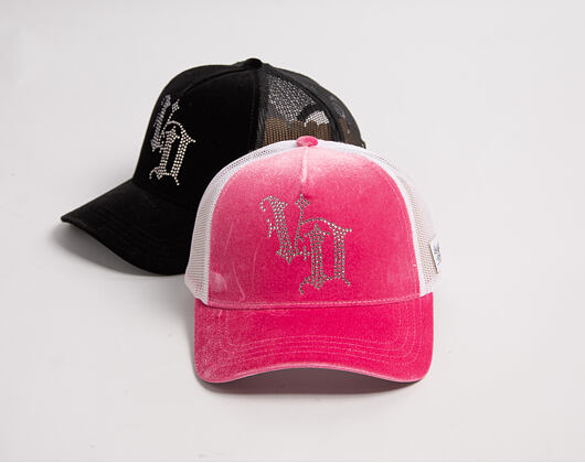 Damen Kappe Von Dutch - Baseball - Velvet Rhinestone Logo - White / Pink