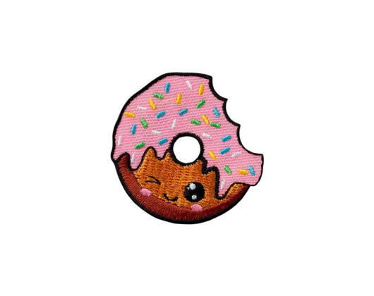 Bügelbild Monoquick - Donut s růžovou polevou 4,5 x 4,5 cm