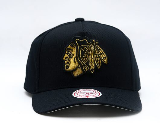 Kappe Mitchell & Ness - NHL Black And Gold Pro Snapback - Chicago Blackhawks - Black